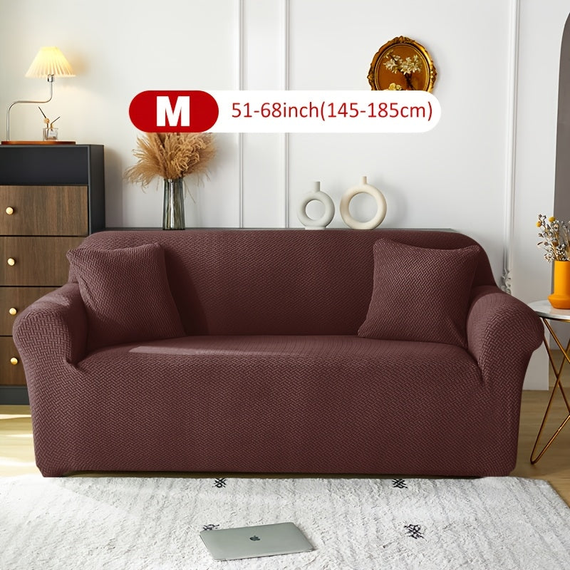 Housse de canapé extensible en velours côtelé jacquard en T, housse posée