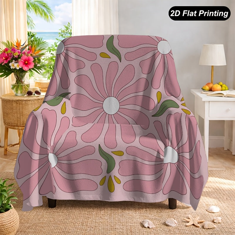 Housse de canapé épaisse en peluche à motif fleuri d'esprit vintage, compatible fauteuil, canapé deux places, canapé trois places