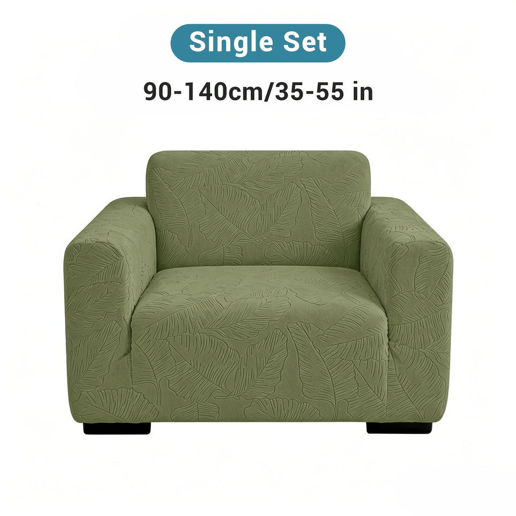 Housse de canapé extensible en polaire jacquard à motif feuillage, autre coloris