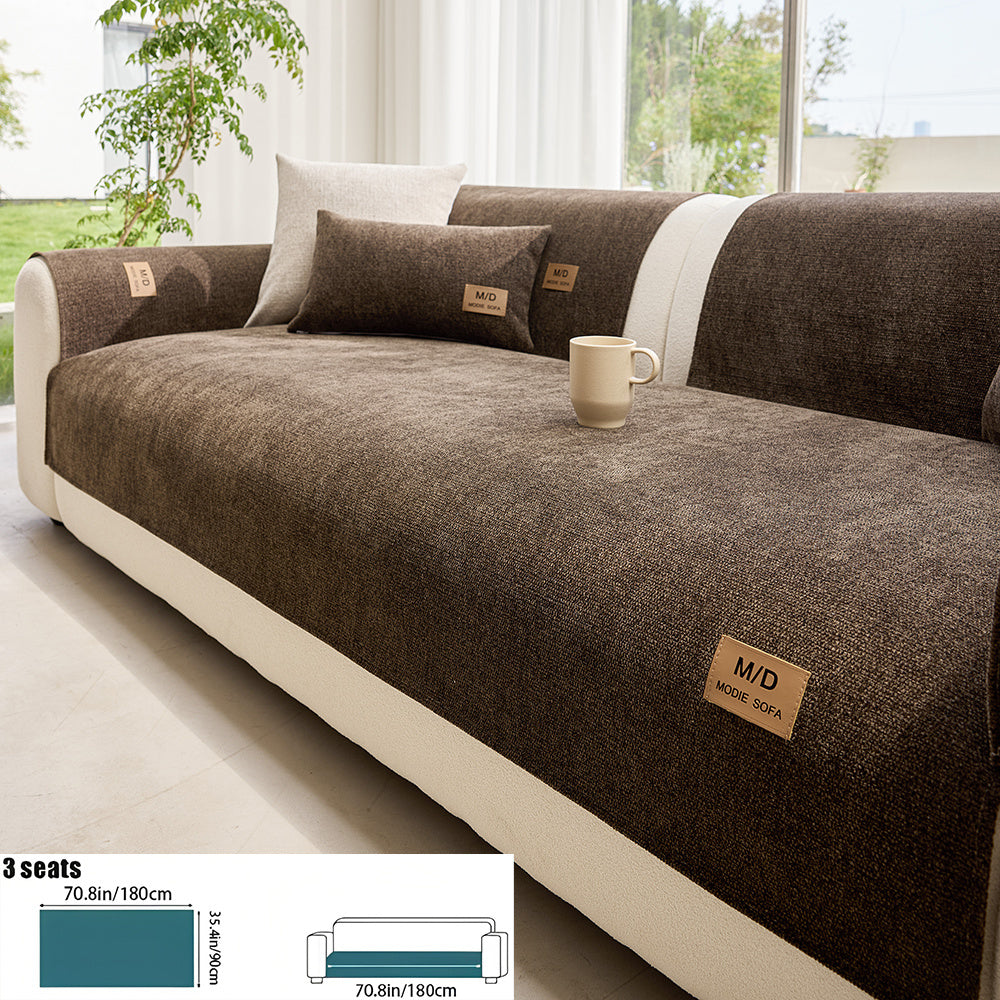 Housse de coussin épaisse en chenille en fils teints antidérapante à housses, détail de la finition