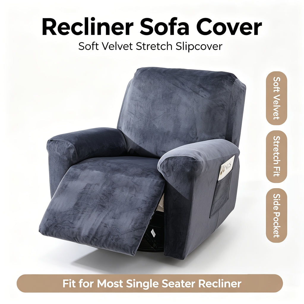 Housse de fauteuil extensible en velours antidérapante, vue d'ensemble