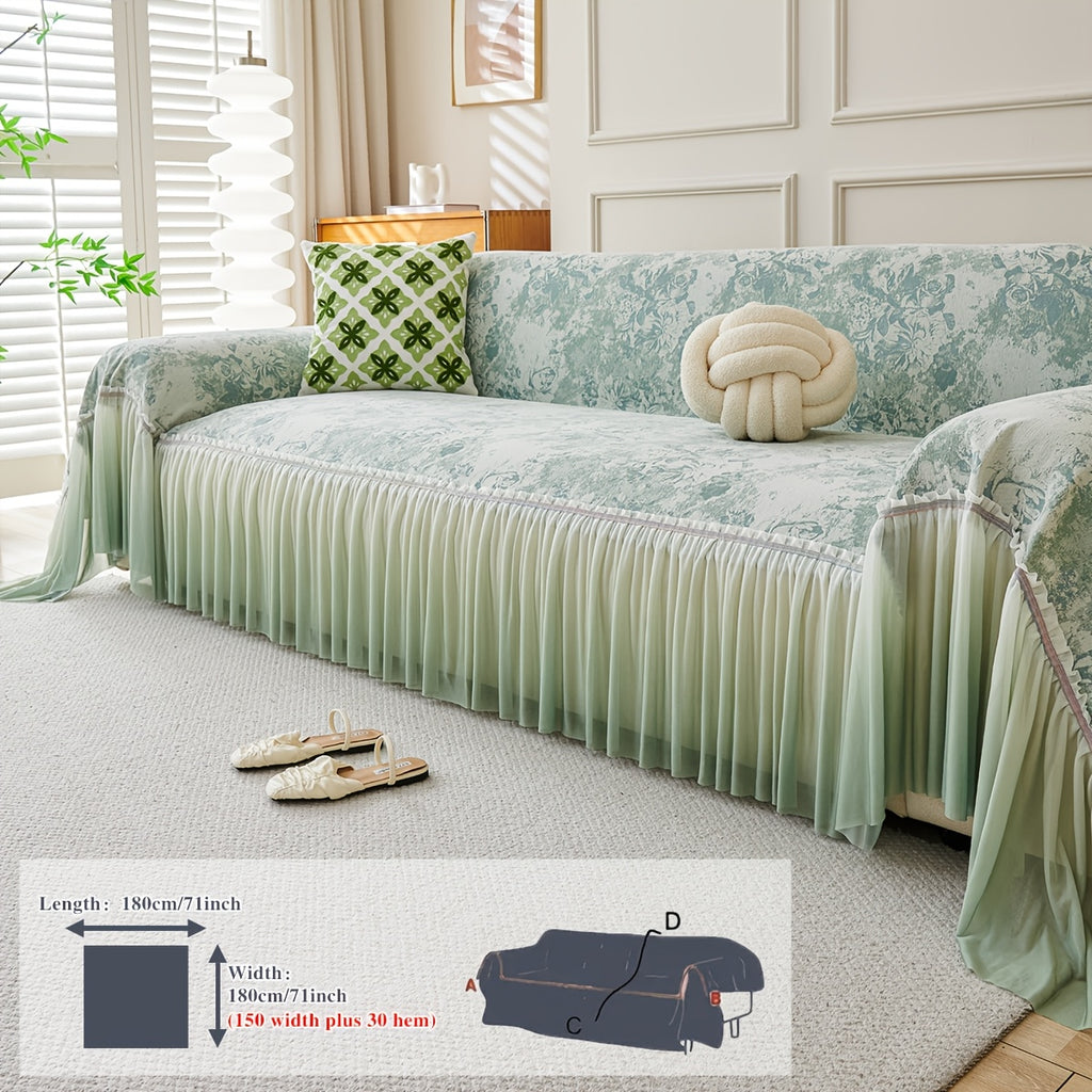 Housse de canapé épaisse en chenille jacquard à volants, compatible fauteuil, canapé deux places, canapé trois places