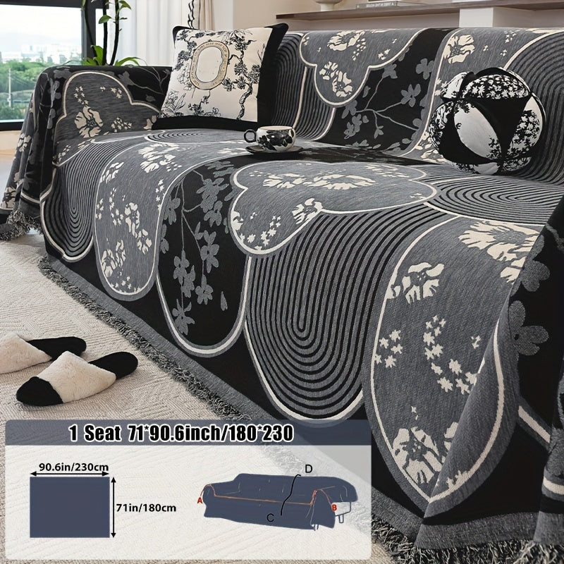 Housse de coussin en chenille antidérapante d'esprit vintage, détail de la finition