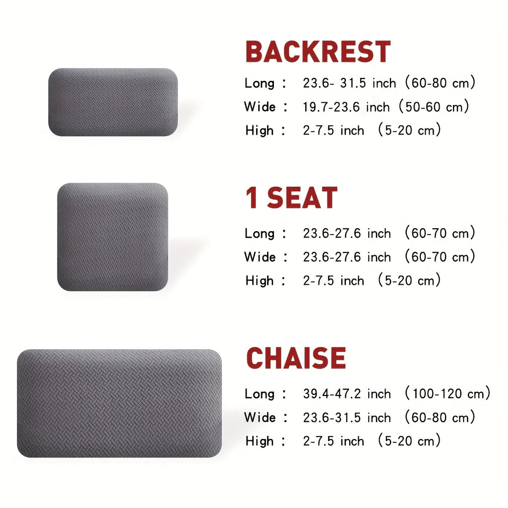 Housse de canapé extensible en polaire jacquard en T, détail de la finition