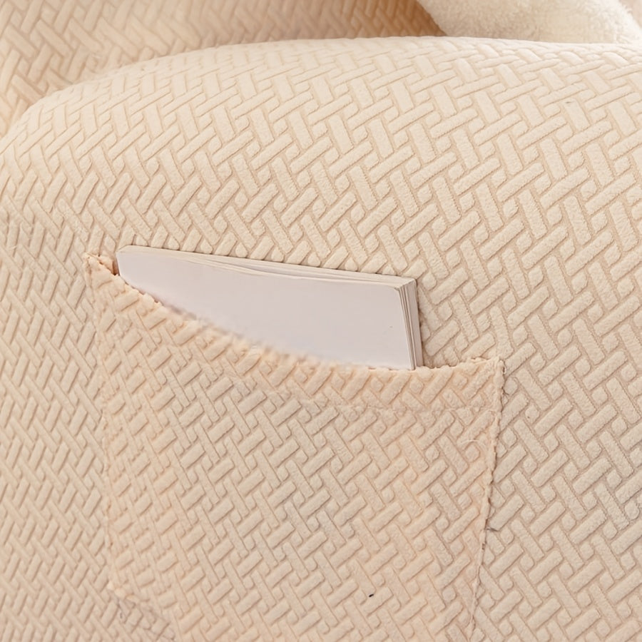 Housse de canapé extensible en polaire jacquard à motif géométrique, gros plan sur le tissu