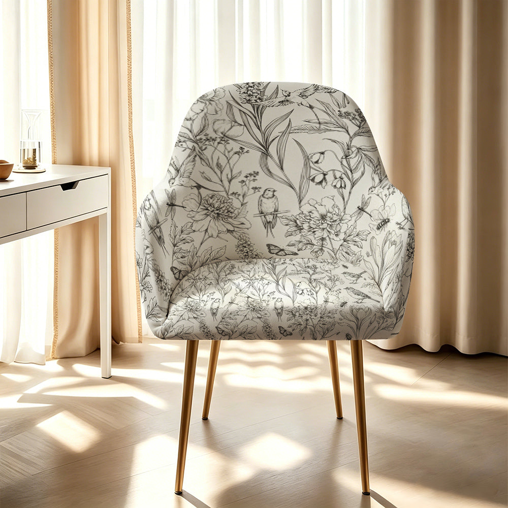 Housse de fauteuil extensible en fibre de lait imprimée à motif feuillage
