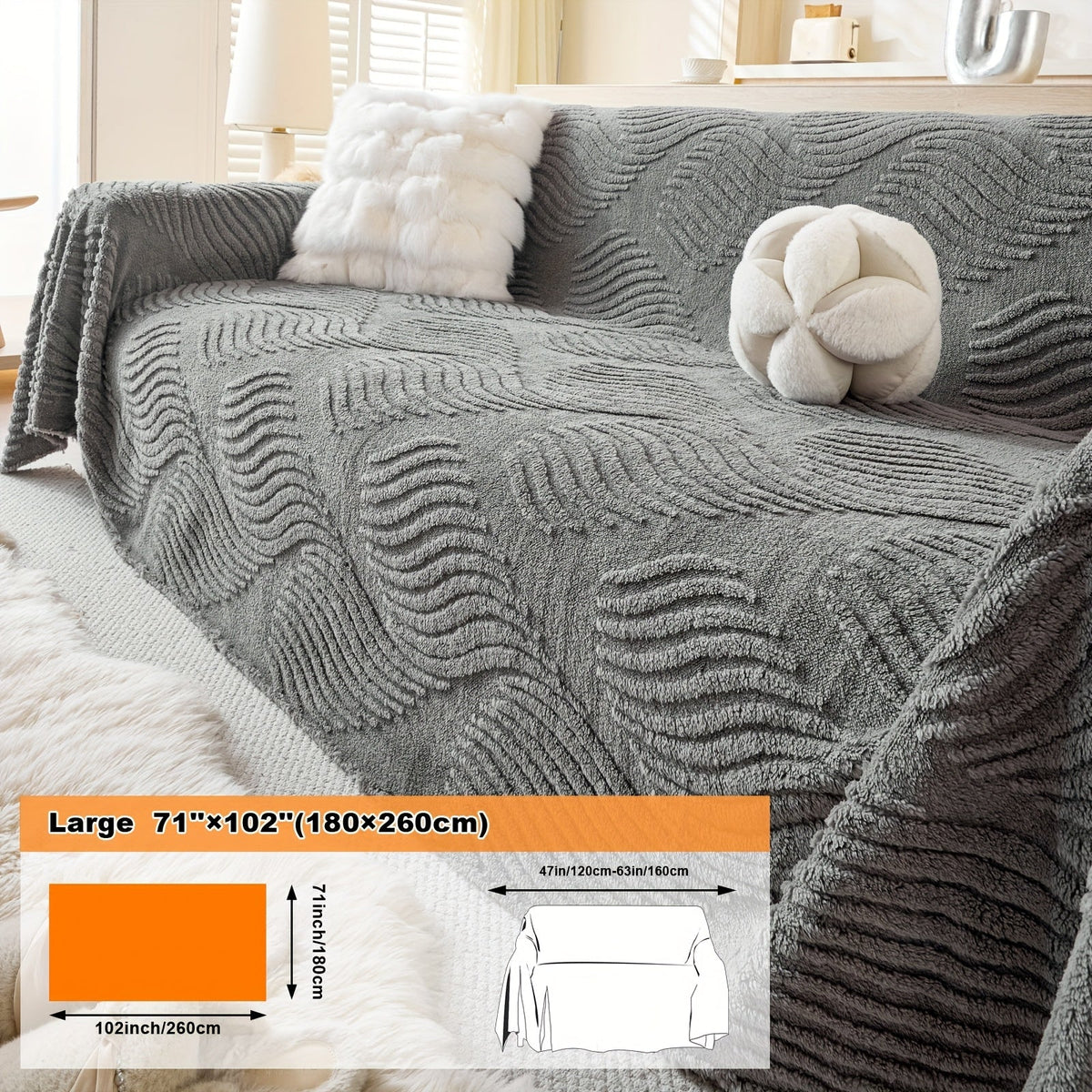 Housse de canapé en velours peluche uni, gros plan sur le tissu