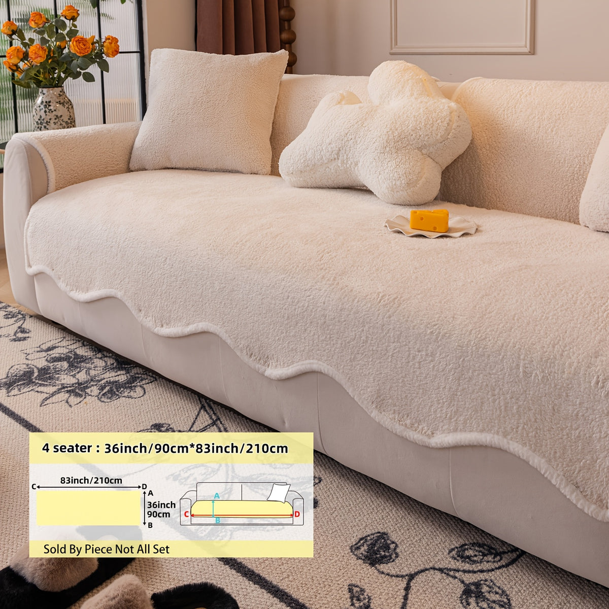 Housse de coussin matelassée antidérapante, mise en situation