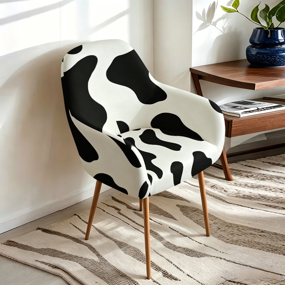 Housse de fauteuil extensible en fibre de lait imprimée à motif vache, vue de dos
