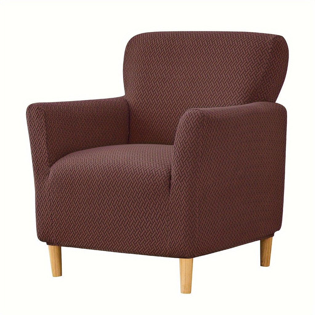 Housse de fauteuil extensible en polaire jacquard en T, mise en situation
