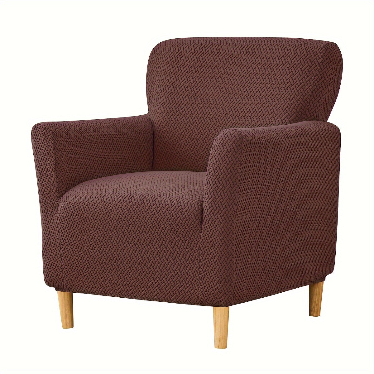 Housse de fauteuil extensible en polaire jacquard en T, mise en situation