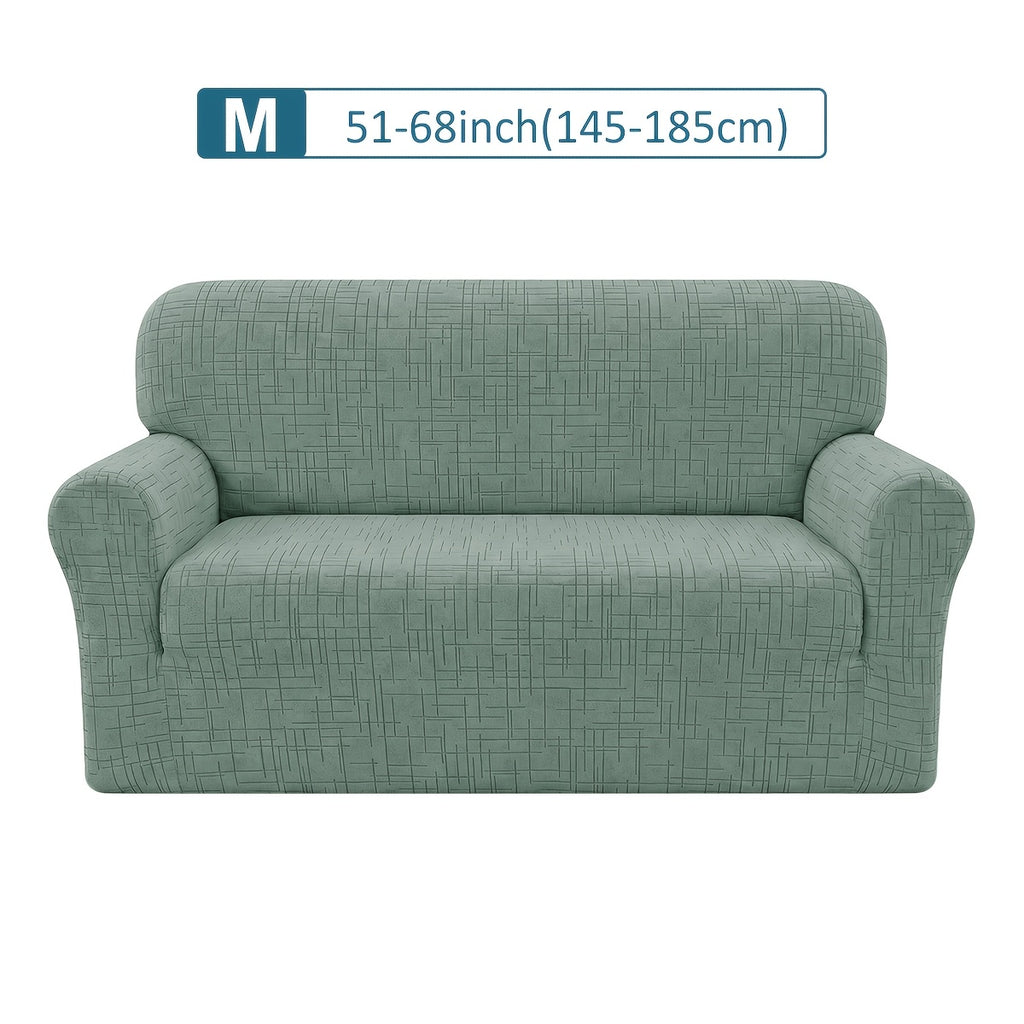 Housse de canapé extensible en polaire jacquard, détail de l'ourlet