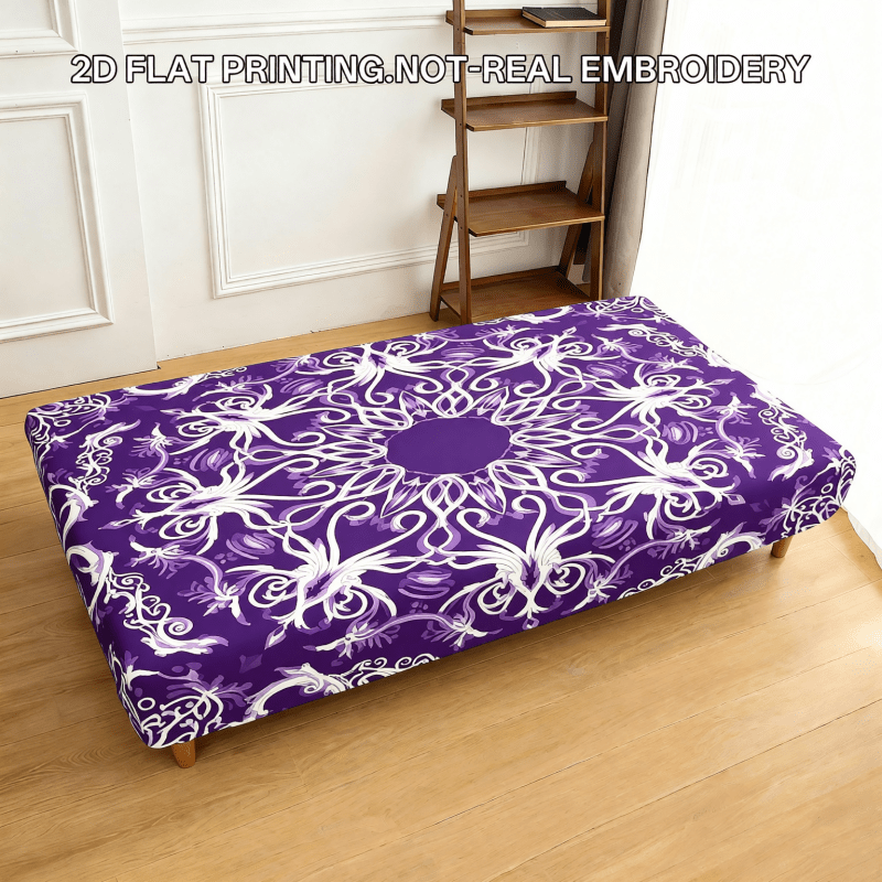 Housse de canapé extensible en fibre de lait imprimée à motif ethnique, vue d'ensemble