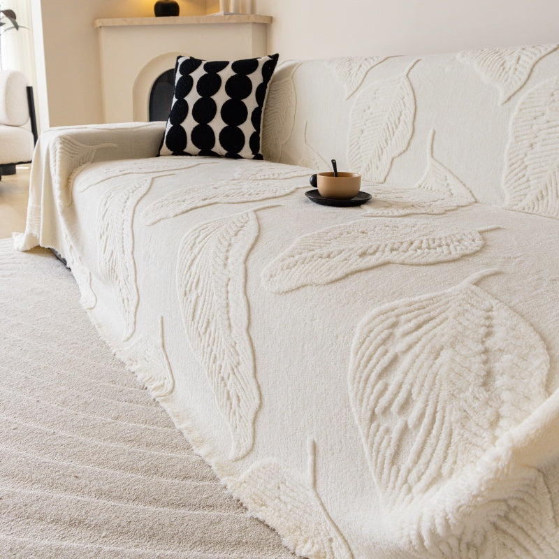 Housse de canapé en velours jacquard à motif feuillage Image