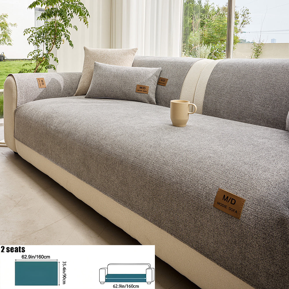 Housse de coussin épaisse en chenille en fils teints antidérapante à housses, gros plan sur le tissu
