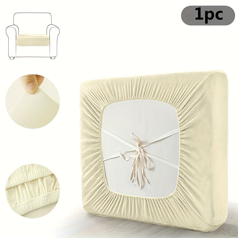 Housse de coussin épaisse extensible en velours, détail de la finition