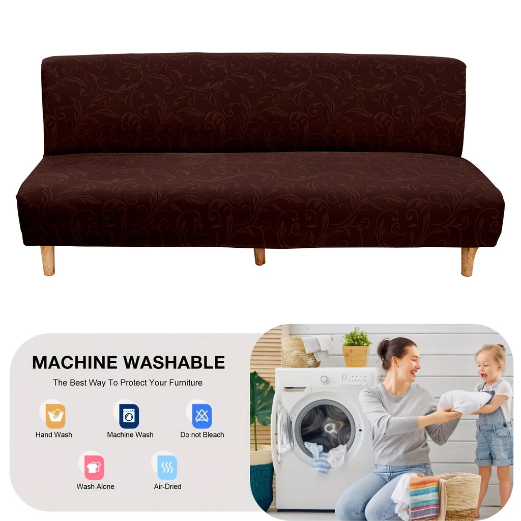 Housse de canapé épaisse extensible en polaire jacquard sans accoudoirs, autre coloris