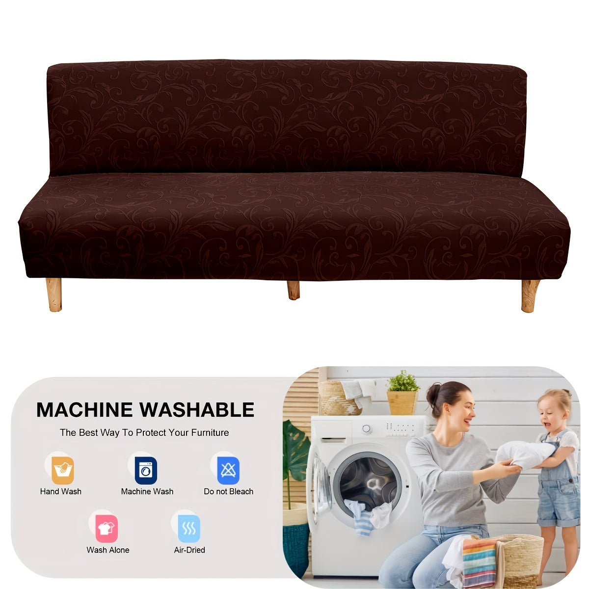Housse de canapé épaisse extensible en polaire jacquard sans accoudoirs, autre coloris