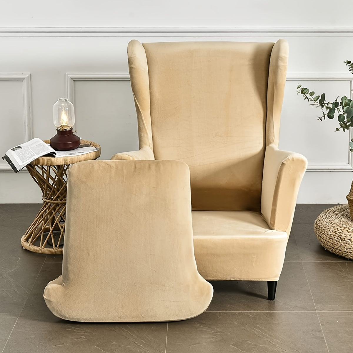 Housse de canapé extensible en polyester au rendu glamour, détail de la finition
