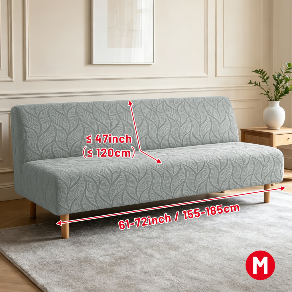 Housse de canapé extensible en polaire jacquard sans accoudoirs, gros plan sur le tissu