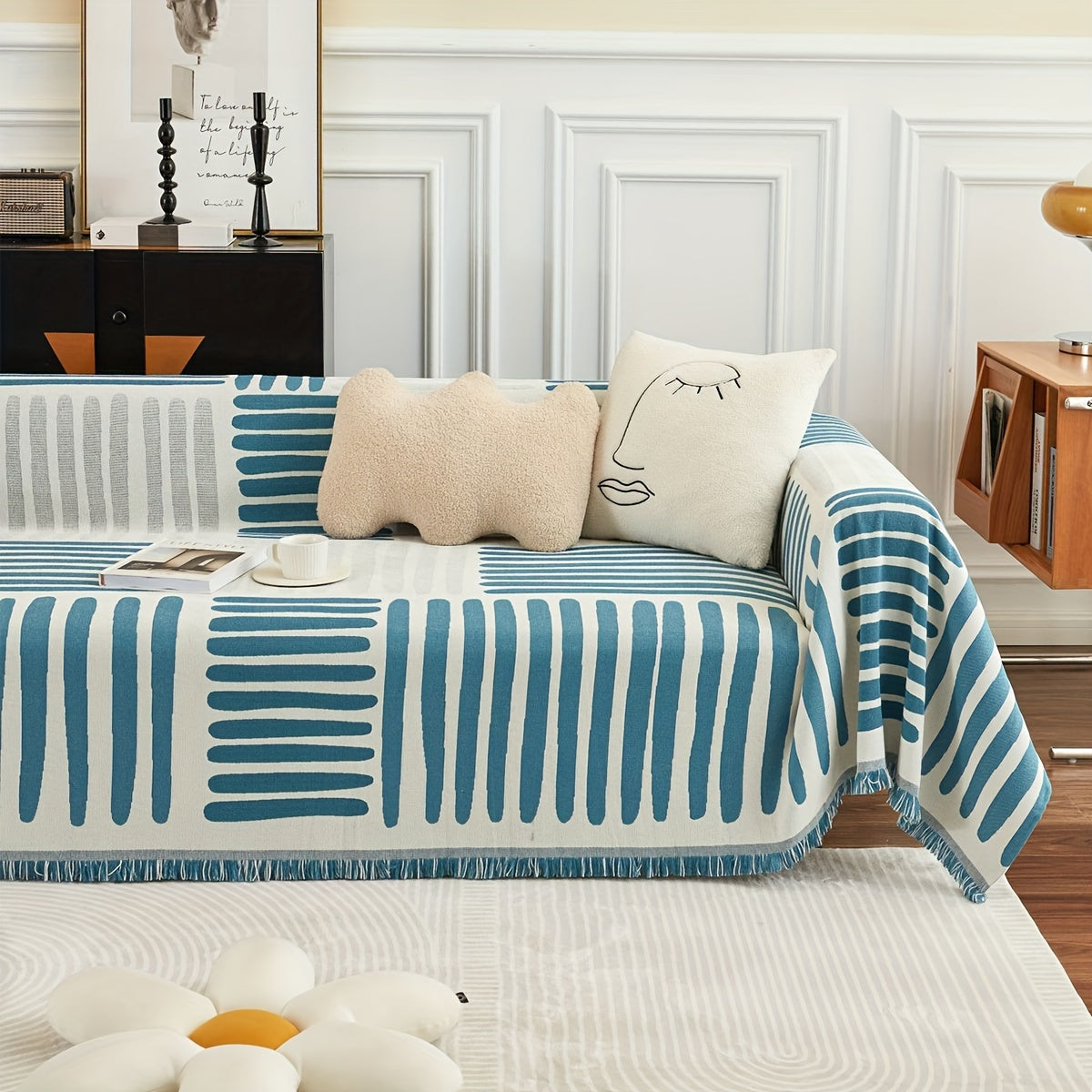 Housse de canapé en chenille à motif géométrique, visuel produit