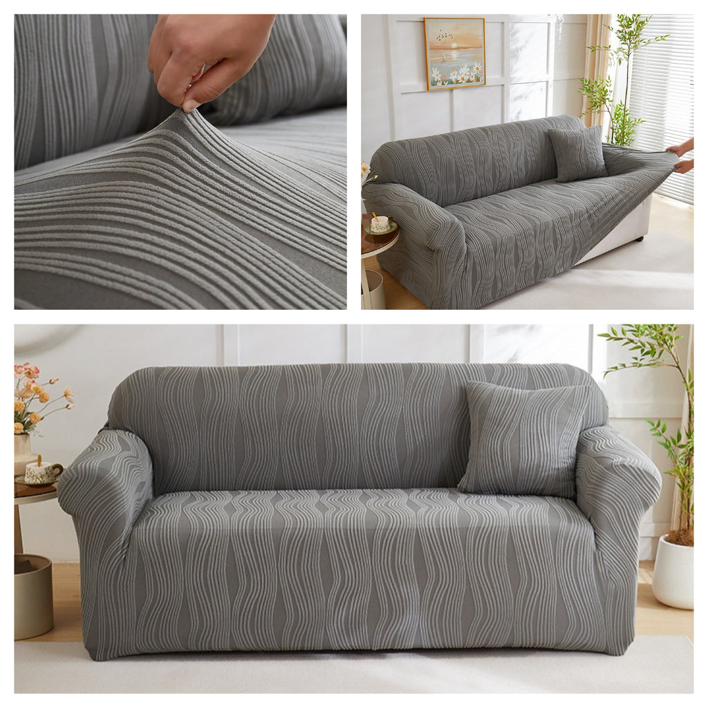 Housse de canapé extensible en polaire au rendu glamour, vue d'ensemble