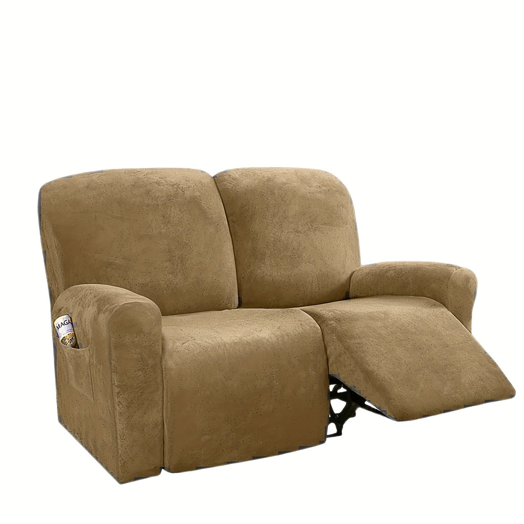 Housse de canapé extensible en velours matelassée, détail de l'ourlet
