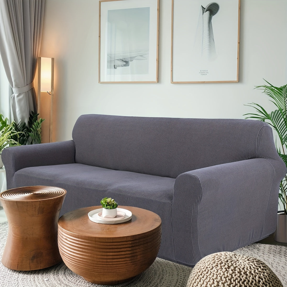 Housse de canapé épaisse extensible en polaire jacquard