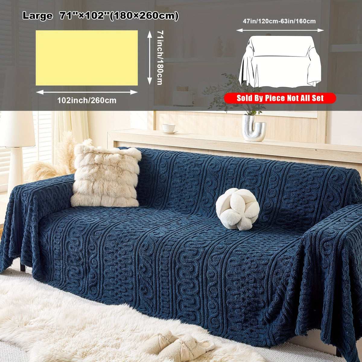 Serviette de canapé en velours polypyrène avec, mise en situation