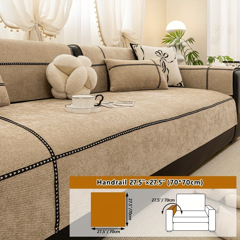 Housse de coussin épaisse en chenille antidérapante, autre coloris