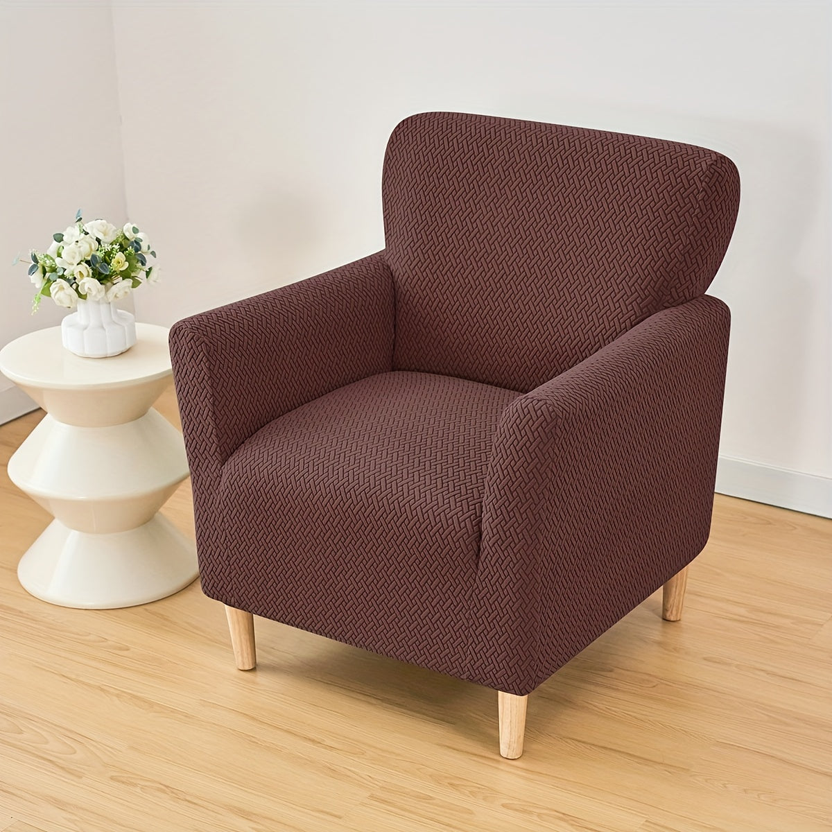 Housse de fauteuil extensible en polaire jacquard en T, visuel produit