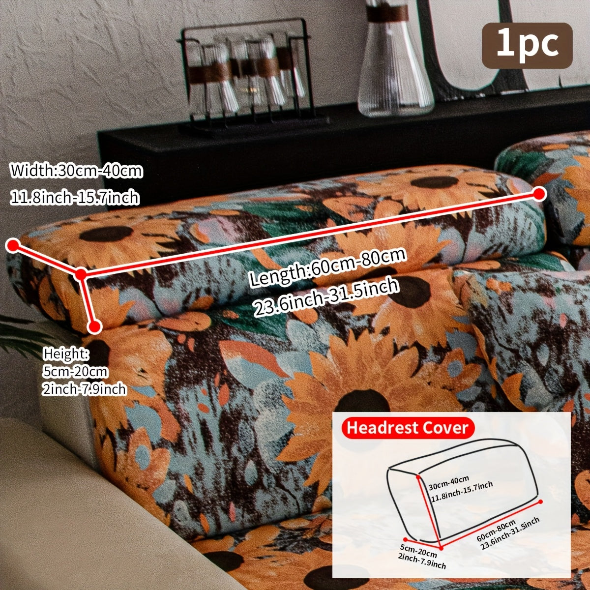 Housse de canapé extensible en polaire matelassée à motif tournesol, gros plan sur le tissu