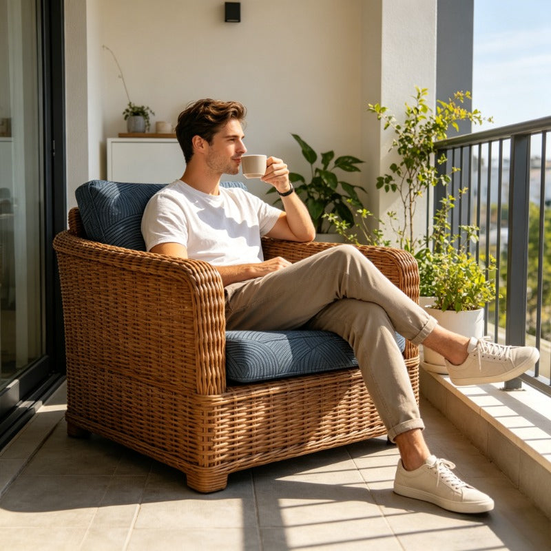 Housse de canapé extensible en polaire jacquard à cordon de serrage, vue de dos