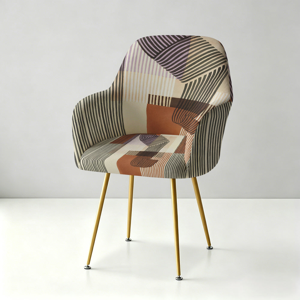 Housse de fauteuil extensible en fibre de lait imprimée à motif géométrique, gros plan sur le tissu