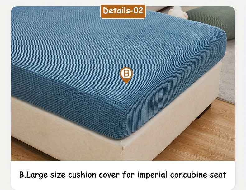 Housse de canapé épaisse extensible en polaire jacquard à housses séparées, détail de l'ourlet