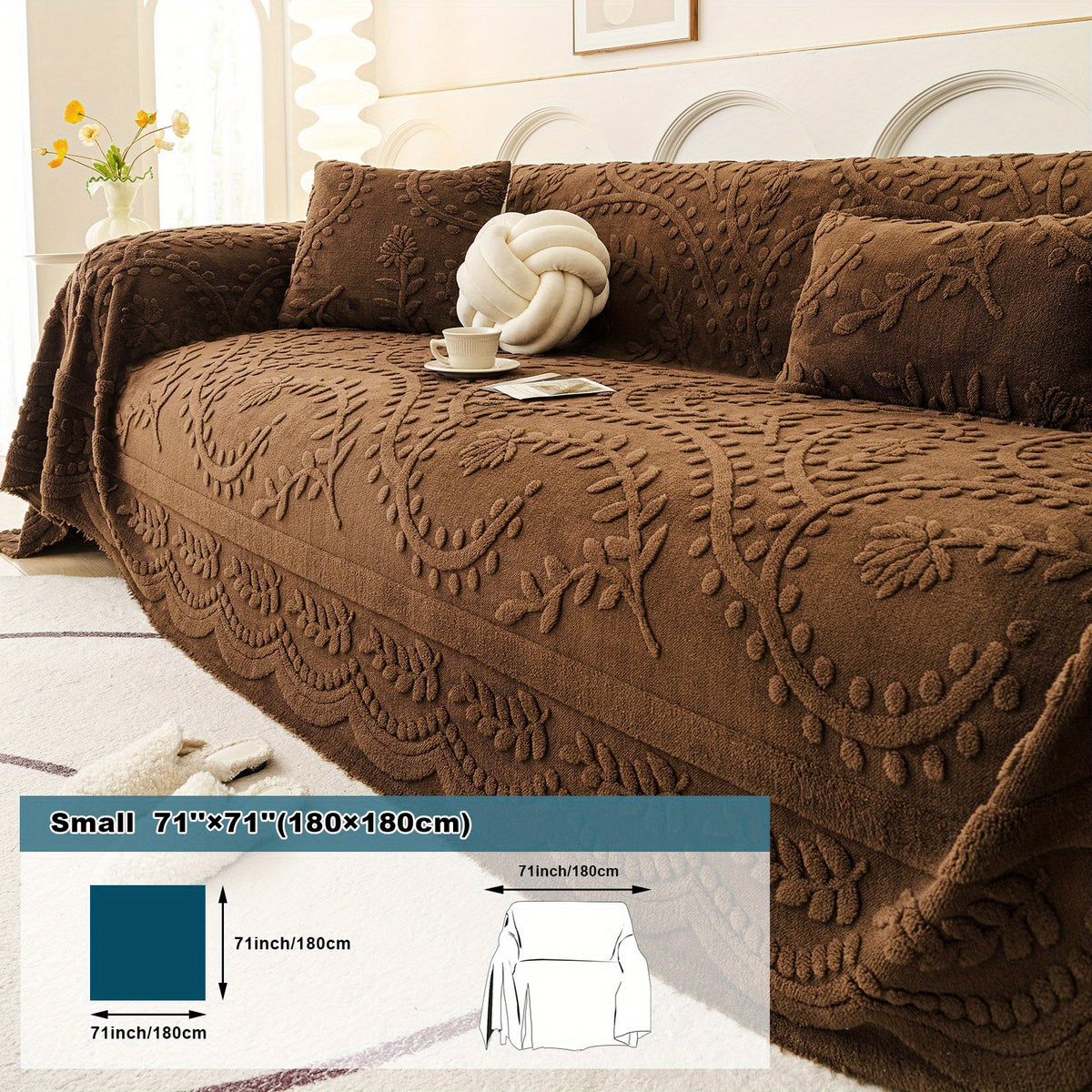 Housse de canapé épaisse en velours jacquard, détail de la finition