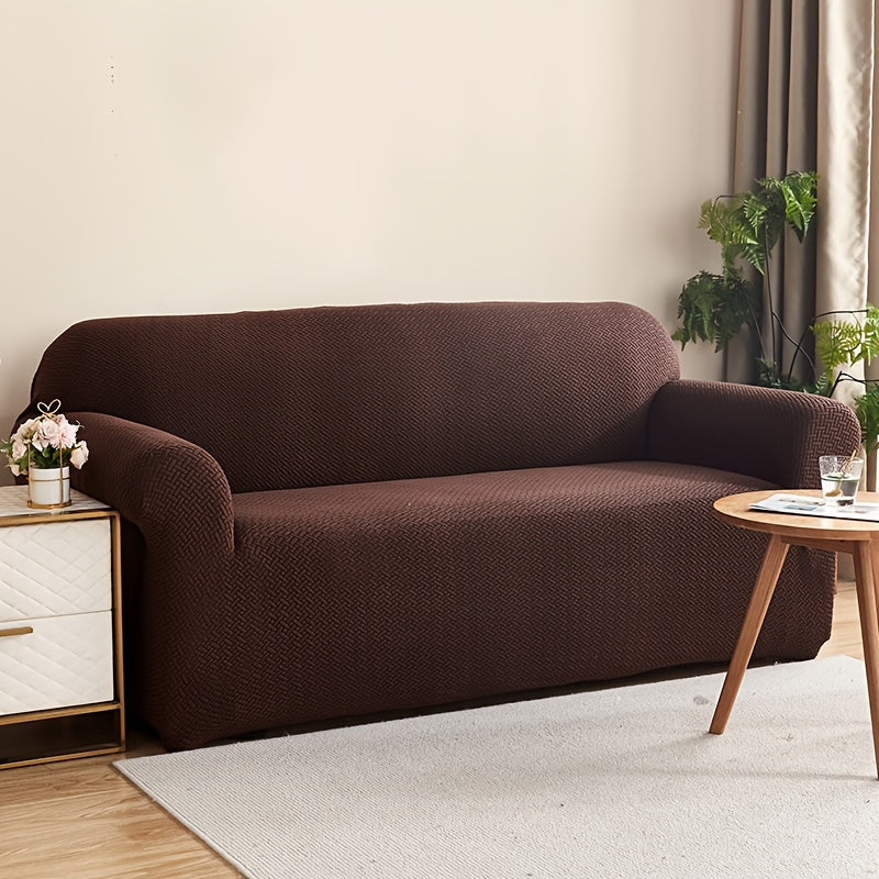 Housse de canapé extensible en polaire matelassée antidérapante, mise en situation