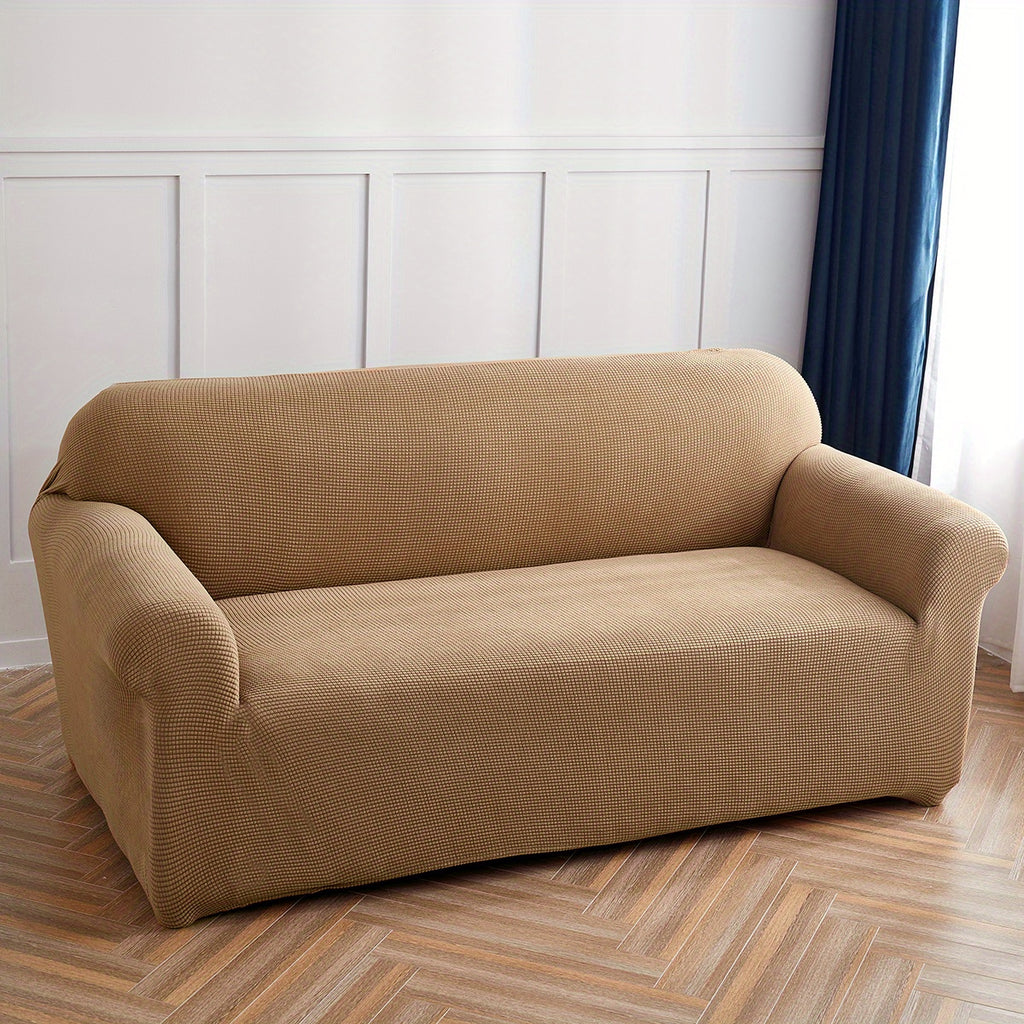 Housse de canapé extensible en polaire matelassée antidérapante, vue de dos