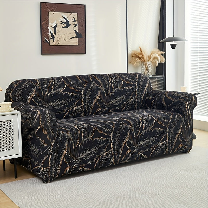 Housse de canapé extensible en fibre de lait matelassée à motif tropical, visuel produit