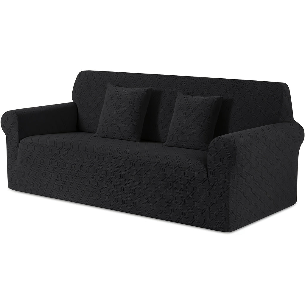 Housse de canapé extensible en polaire jacquard antidérapante d'esprit vintage, visuel produit