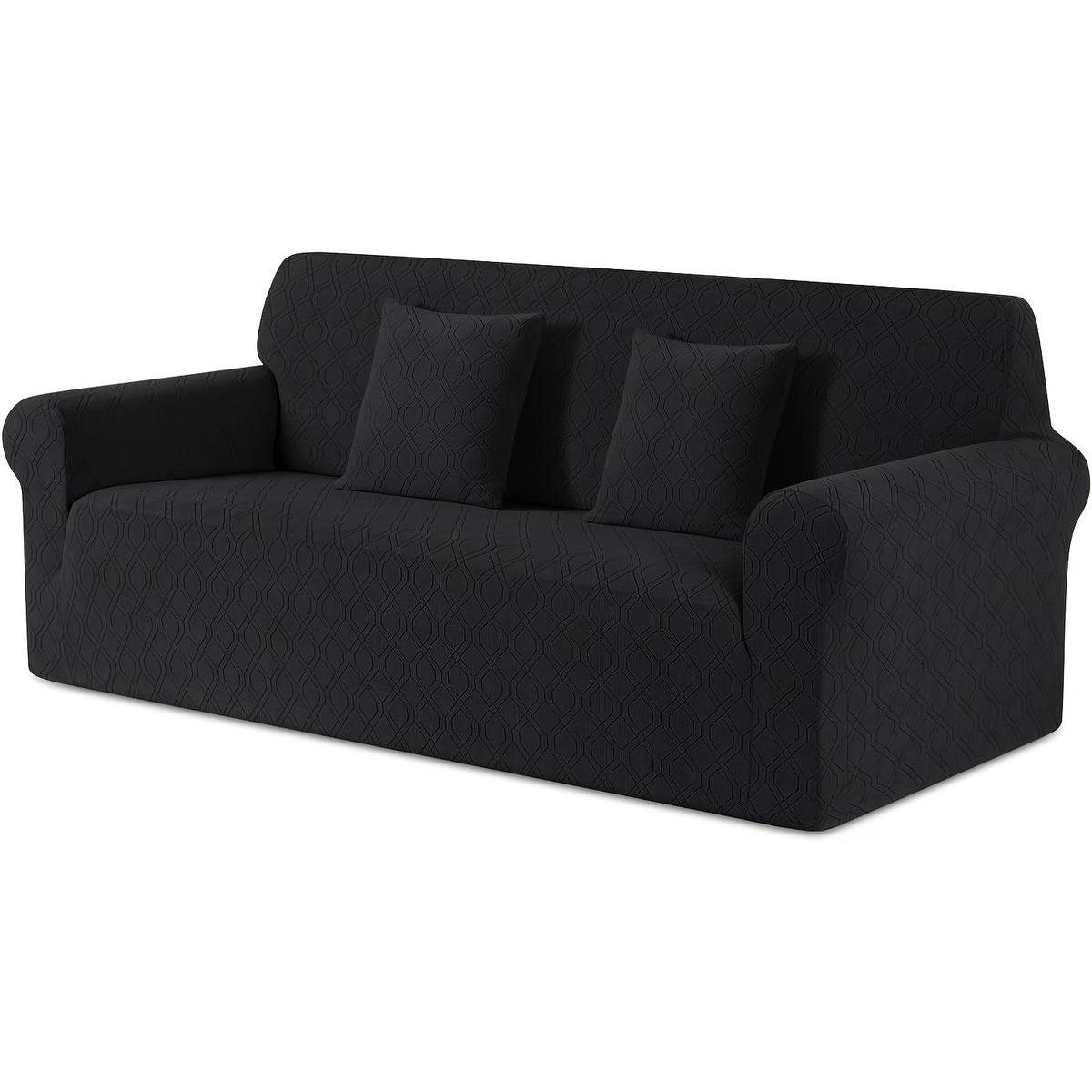 Housse de canapé extensible en polaire jacquard antidérapante d'esprit vintage, visuel produit