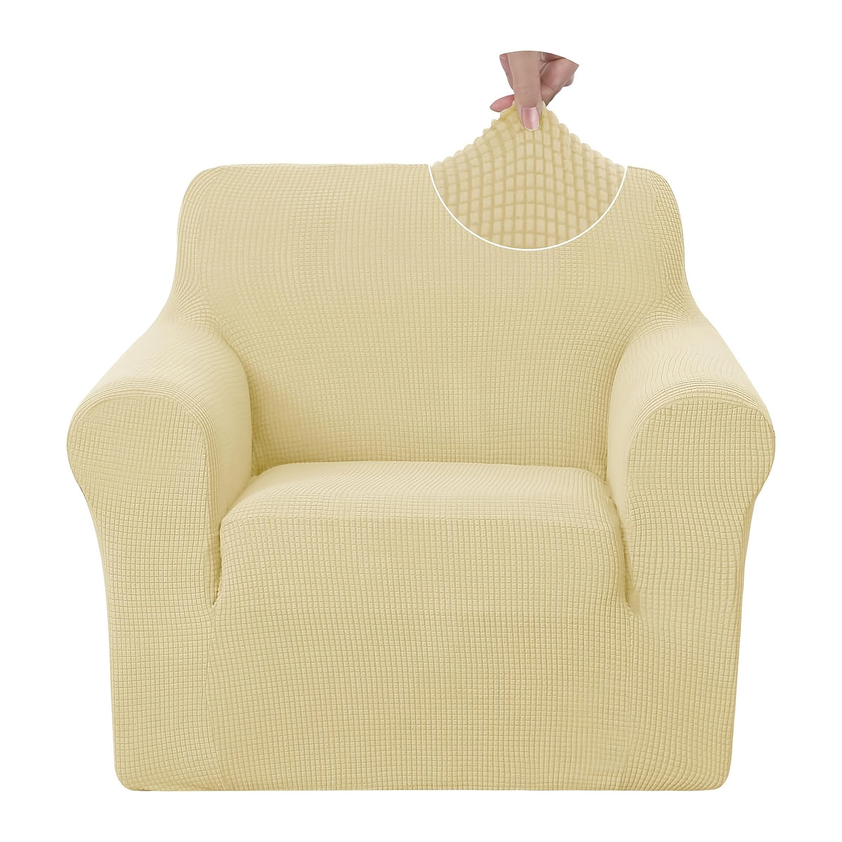 Housse de canapé extensible en polaire jacquard, mise en situation