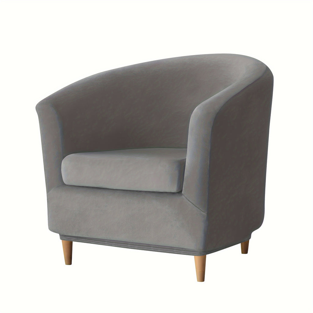Housse de canapé extensible en polaire en fils teints, vue de dos