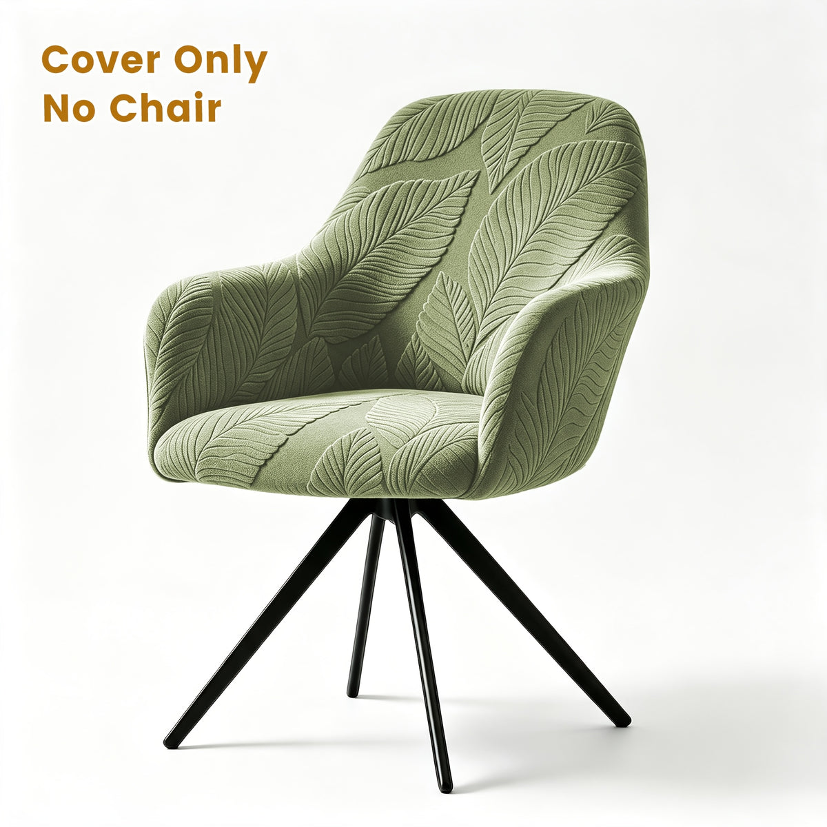 Housse de chaise extensible en polaire jacquard à motif feuillage, mise en situation