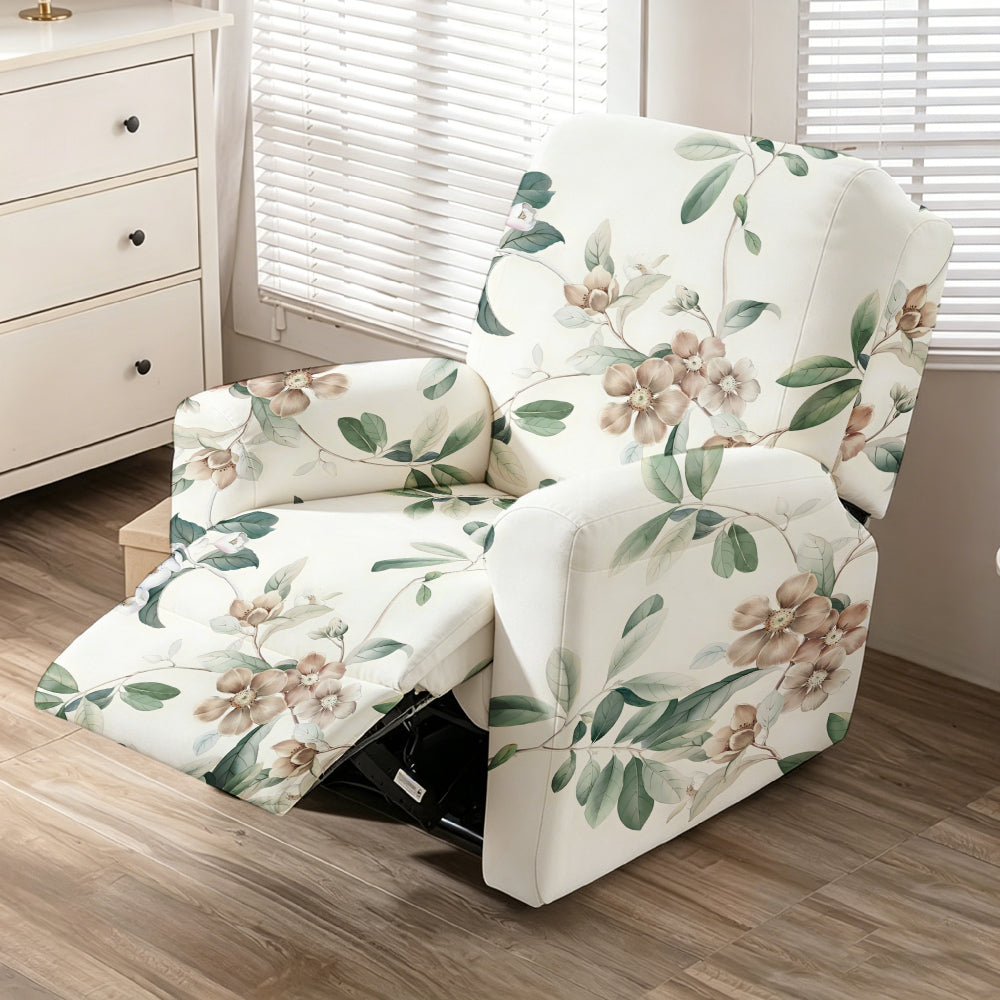 Housse de fauteuil extensible en fibre de lait matelassée à motif feuillage