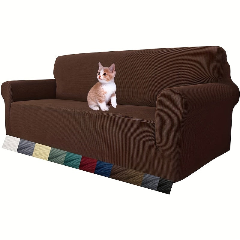 Housse de canapé épaisse extensible en polaire jacquard, détail de la finition