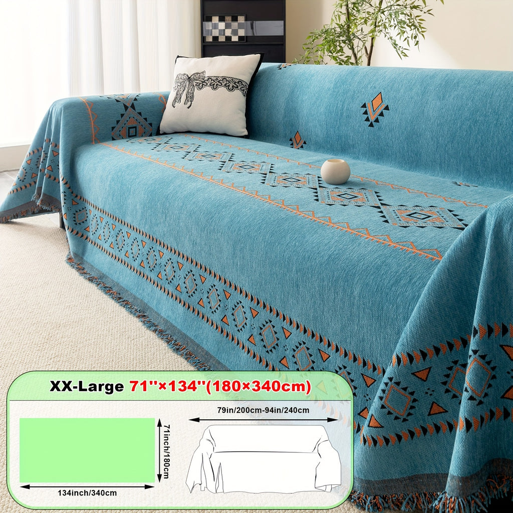 Housse de canapé épaisse en chenille jacquard d'esprit bohème, autre coloris
