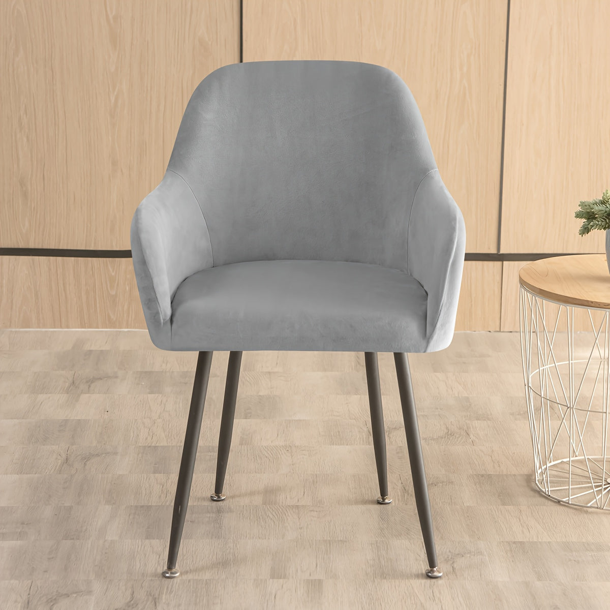Housse de chaise épaisse extensible en velours, vue de dos