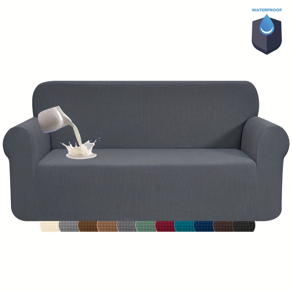 Housse de canapé épaisse extensible en polaire jacquard, détail de la finition