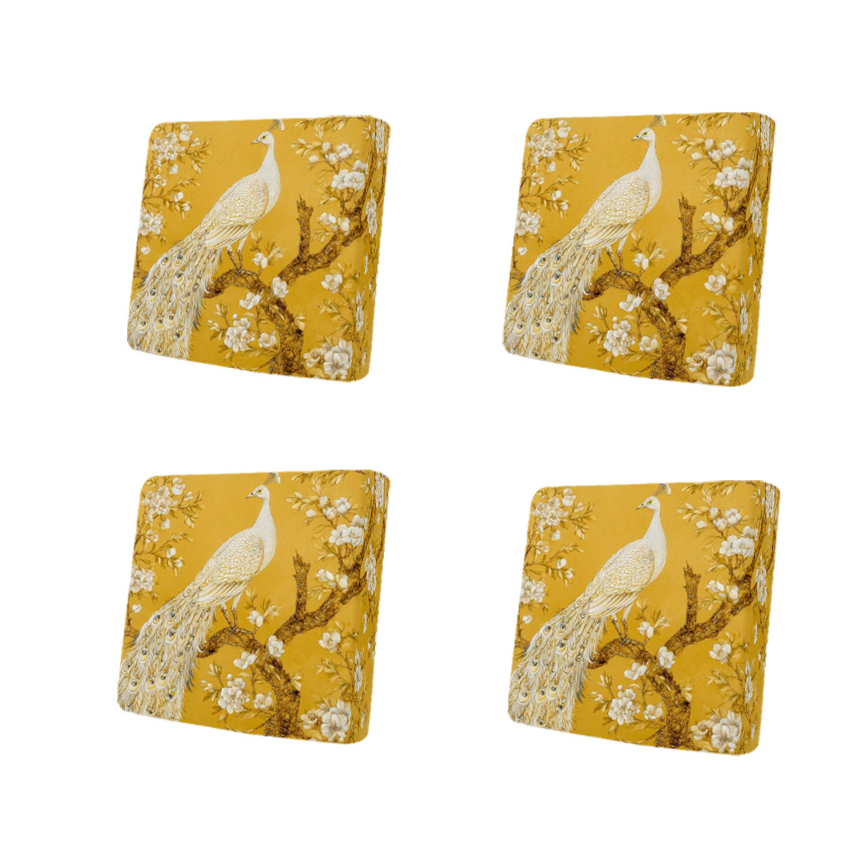 Housse de canapé en fibre de lait imprimée à motif paon, vue de dos